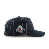 Men's Los Angeles Angels '47 x Rawlings Pinstripe Hitch Adjustable Hat - Black/White
