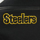 Men's NFL Pittsburgh Steelers Team Pennants Black Win Wool Varsity Jacket By Pro Standard