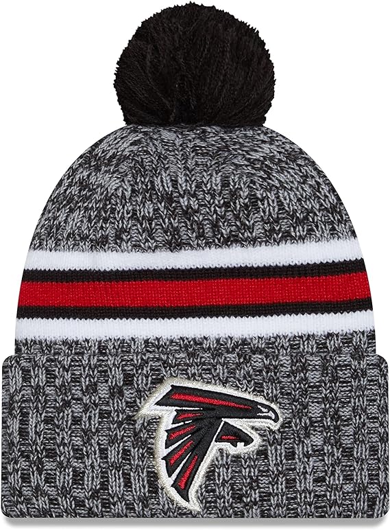 Men's New Era Black Atlanta Falcons 2023 Sideline Cuffed Knit Hat With Pom