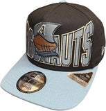 Men's New Era 9FIFTY CFL Toronto Argonauts Big Block 2025 A-Frame Turf Traditions Sideline Two Tone Snapback Hat - Navy/Blue