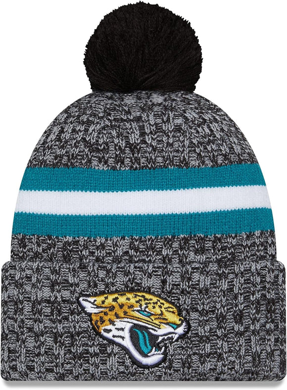 Men's New Era Grey Jacksonville Jaguars 2023 Sideline Cuffed Knit Hat With Pom