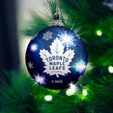 Toronto Maple Leafs Primary Logo Light Up Single Ball Christmas Ornament Snowy - 2 Pack