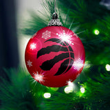Toronto Raptors Primary Logo Light Up Single Ball Christmas Ornament Snowy - 2 Pack