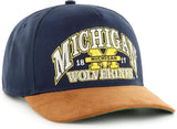 Men's 47 NCAA Michigan Wolverines Break Wood Suede Hitch Adjustable Snapback Hat - Navy