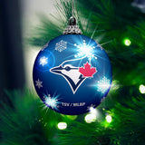 Toronto Blue Jays Primary Logo Light Up Single Ball Christmas Ornament Snowy - 2 Pack