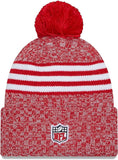 Men's New Era Scarlet Red San Francisco 49ers 2023 Sideline Cuffed Knit Hat With Pom