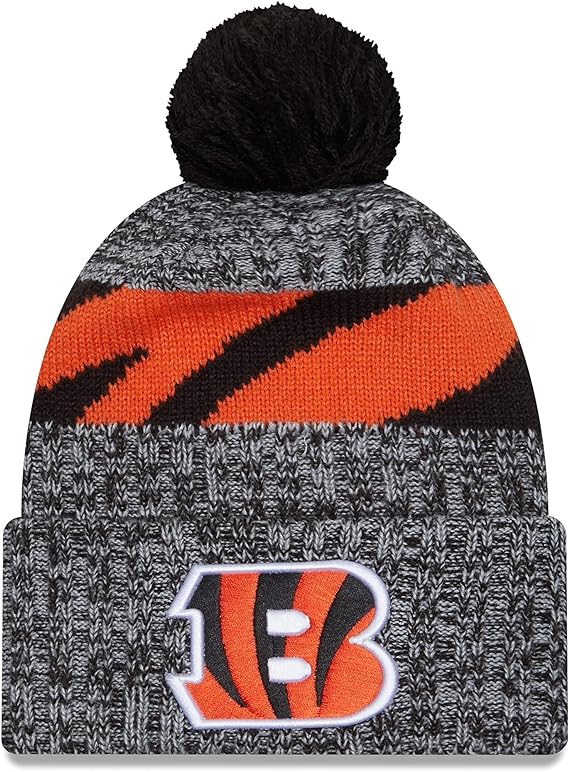 Men's New Era Black Cincinnati Bengals 2023 Sideline Cuffed Knit Hat With Pom