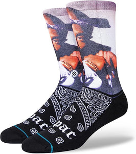 Music Legend Tupac Shakur Makaveli Stance Crew Socks - Size Large