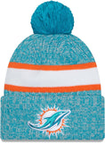Men's New Era Squad Miami Dolphins 2023 Sideline Cuffed Knit Hat With Pom