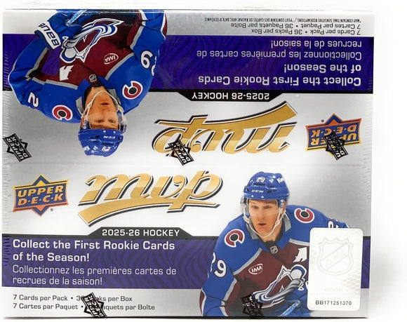2025-26 Upper Deck MVP Hockey Retail Box 36 Packs per Box 6 Cards per Pack