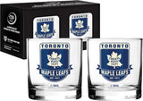 Toronto Maple Leafs Retro Logo Rocks Glass Set of Two 10oz NHL Hockey - The Sports Vault