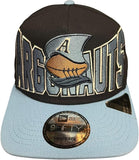 Men's New Era 9FIFTY CFL Toronto Argonauts Big Block 2025 A-Frame Turf Traditions Sideline Two Tone Snapback Hat - Navy/Blue