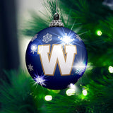Winnipeg Blue Bombers Primary Logo Light Up Single Ball Christmas Ornament Snowy - 2 Pack