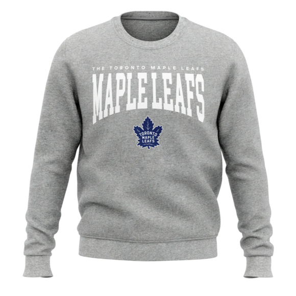 Toronto Maple Leafs Mitchell & Ness Champ Stack Crew Neck Pullover - Heather Grey