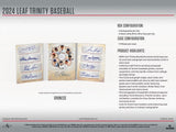 2024 Leaf Trinity Baseball Hobby Box 6 Cards per Box - Factory Sealed