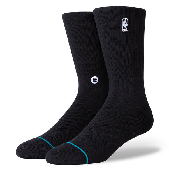 Men's Plain Logo-Man NBA Basketball Stance Black Crew Socks - Size Large