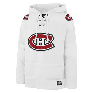 Men's Montreal Canadiens NHL Hockey '47 Brand Heavyweight Jersey Lacer Hoodie - White Out (Copy)