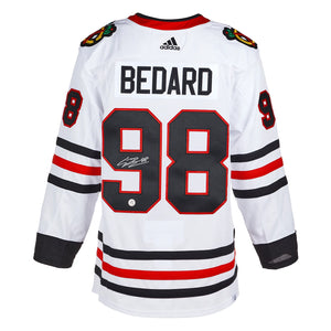Connor Bedard Signed Chicago Blackhawks Adidas NHL Hockey Jersey - White