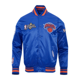 Men's New York Knicks 2026 NBA Championship Button Up Satin Jacket - Royal Blue