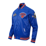 Men's New York Knicks 2026 NBA Championship Button Up Satin Jacket - Royal Blue