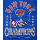Men's New York Knicks 2026 NBA Championship Button Up Satin Jacket - Royal Blue