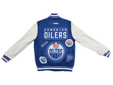 Men's NHL Edmonton Oilers DIY Pick Stitch Rib Wool Varsity Jacket - Pro Standard