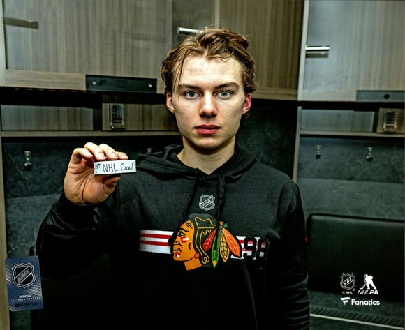Chicago Blackhawks Unsigned Photograph Connor Bedard 1st Goal Pose - October 12, 2023