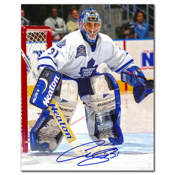 Curtis Joseph Toronto Maple Leafs Signed 8x10 Tracking The Puck Photograph