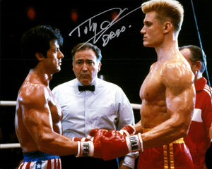 Dolph Lundgren Ivan Drago Rocky IV Movie In Ring Scene Signed - Inscribed DRAGO