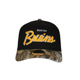 Men's Boston Bruins Script NHL New Era 9Forty A-Frame Snapback Hat - Black/RealTree