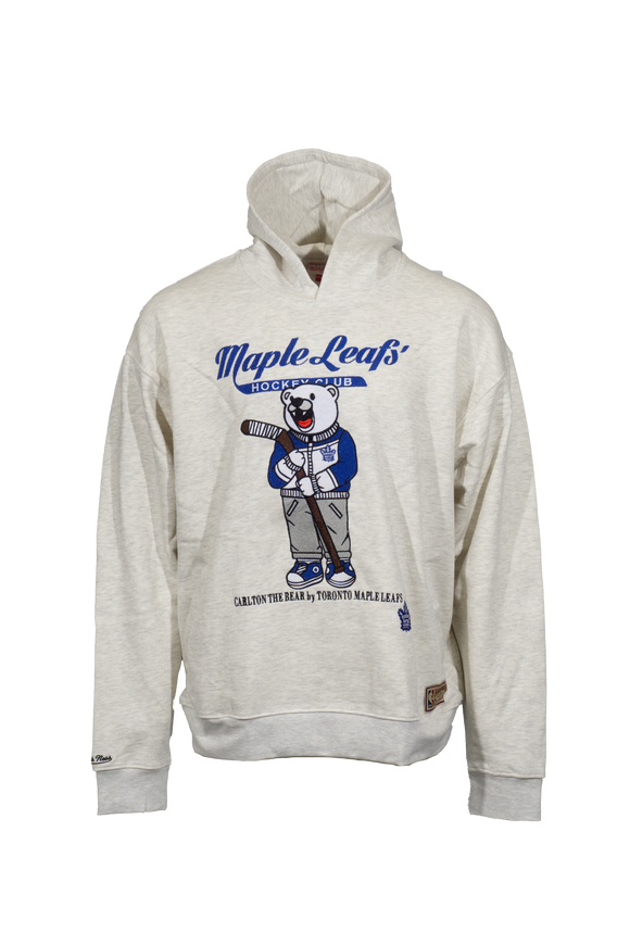 Men's Mitchell & Ness Cream Toronto Maple Leafs Carlton The Bear Hooded Sweatshirt