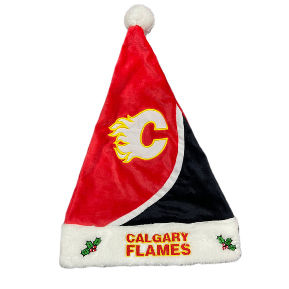 Calgary Flames Logo Colorblock Santa Hat NHL Hockey by Forever Collectibles