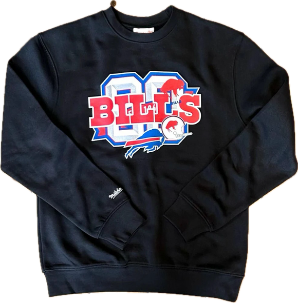 Buffalo Bills Mitchell & Ness NFL Anniversary Black Pullover Crew Sweater