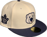Men's New Era Toronto Maple Leafs Carlton The Bear NHL Hockey Custom 59FIFTY Fitted Hat - Chrome/Navy