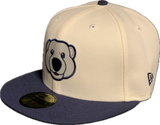 Men's New Era Toronto Maple Leafs Carlton The Bear NHL Hockey Custom 59FIFTY Fitted Hat - Chrome/Navy