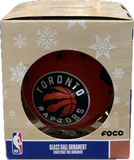 Toronto Raptors Glass Ball with Black Sparkle Single Ball Christmas Ornament NBA Basketball