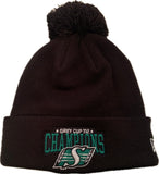 Saskatchewan Roughriders New Era 2025 Grey Cup Champions Black Core Classic Knit Toque with Pom