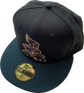 Men's Tucson Roadrunners Black/Green Hat Custom New Era 59fifty Fitted Hat Cap - AHL Hockey