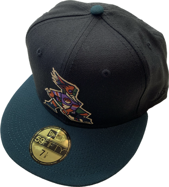 Men's Tucson Roadrunners Black/Green Hat Custom New Era 59fifty Fitted Hat Cap - AHL Hockey
