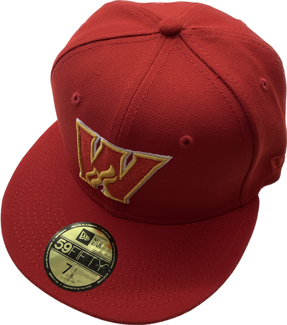 Men's Calgary Wranglers Red Custom Logo New Era 59fifty Fitted Hat Cap - AHL Hockey