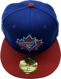 Toronto Blue Jays New Era 59fifty Vintage Retro Logo Fitted Custom Royal Red Hat Cap - With 25Th Anniversary Side Patch