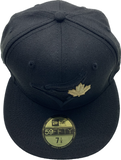 Men's New Era Toronto Blue Jays Blackout 59Fifty Fitted Hat Black on Black Gold Leaf Hat