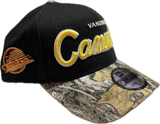 Men's Vancouver Canucks Script NHL New Era 9Forty A-Frame Snapback Hat - Black/RealTree
