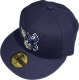 Men's Manitoba Moose Navy Blue Custom Logo New Era 59fifty Fitted Hat Cap - AHL Hockey