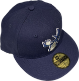 Men's Manitoba Moose Navy Blue Custom Logo New Era 59fifty Fitted Hat Cap - AHL Hockey