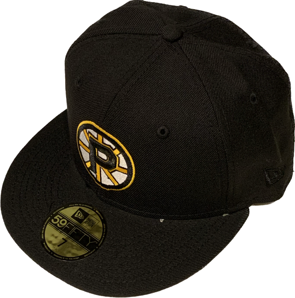 Men's Providence Bruins Black Custom Logo New Era 59fifty Fitted Hat Cap - AHL Hockey