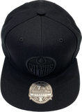 Men’s NHL Edmonton Oilers NHL Hockey Mitchell & Ness Black on Black Fitted Hat