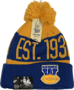 Winnipeg Blue Bombers 2023 New Era Turf Traditions Cuffed Pom Knit Hat - Gold