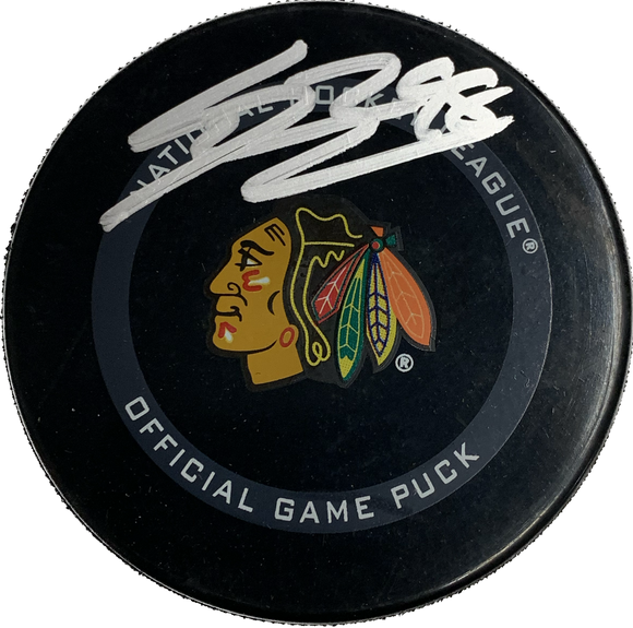 Connor Bedard Chicago Blackhawks Autographed Game Model Hockey Puck