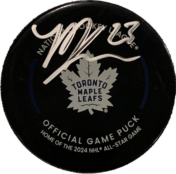 Matthew Knies Toronto Maple Leafs Autographed Official 2024 NHL Hockey Game Puck
